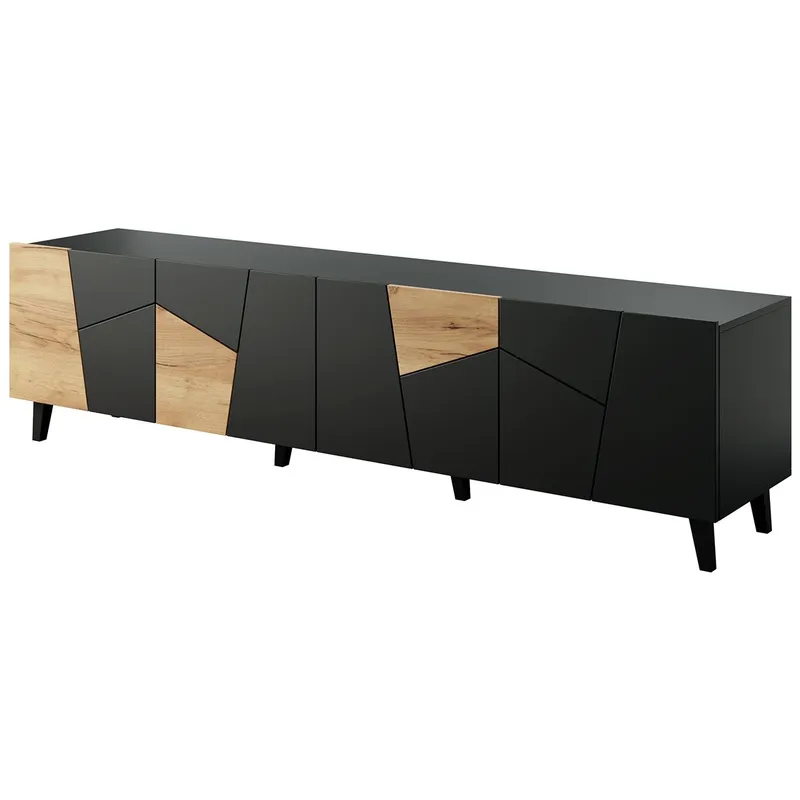 Komoda RTV NETA Czarny Mat / Dąb Craft