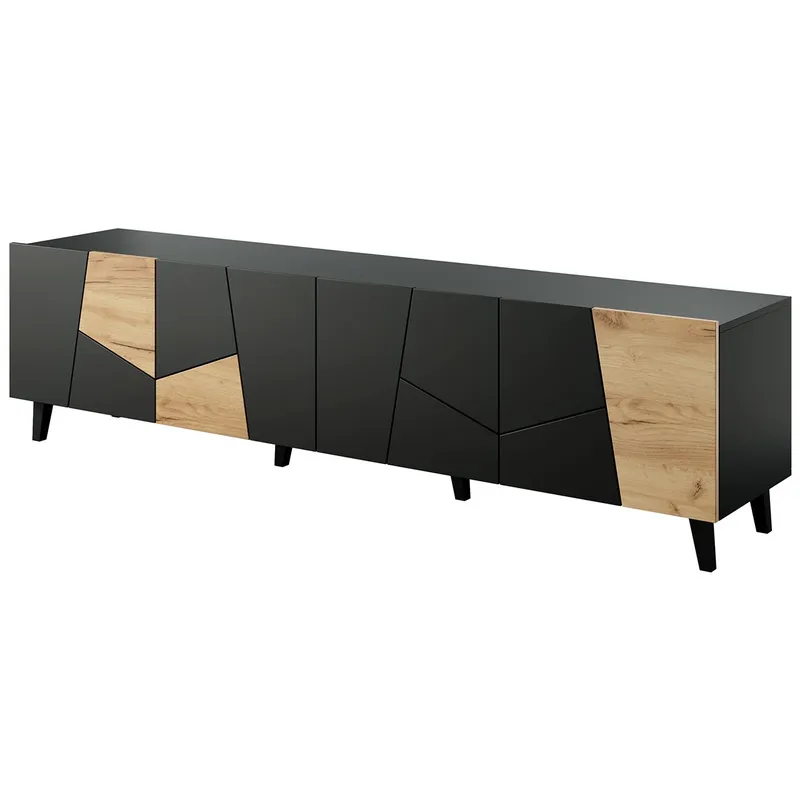Komoda RTV NETA Czarny Mat / Dąb Craft