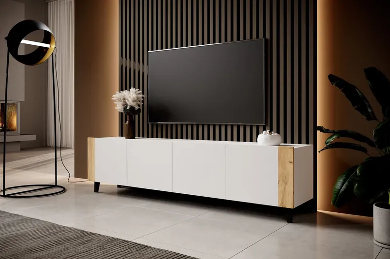 Komoda RTV RAFO Biały / Dąb Craft