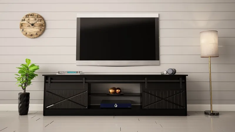 Komoda RTV RANER Czarny / Czarny Połysk