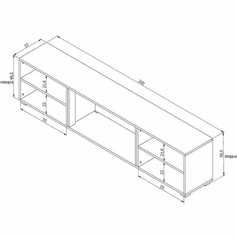 Komoda RTV LOOP 200 EF Biała / Kominek Czarny