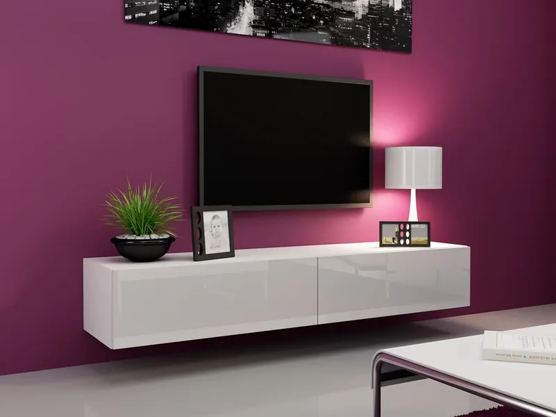 Komoda RTV 180 GOVI VG1A Biały / Biały Połysk