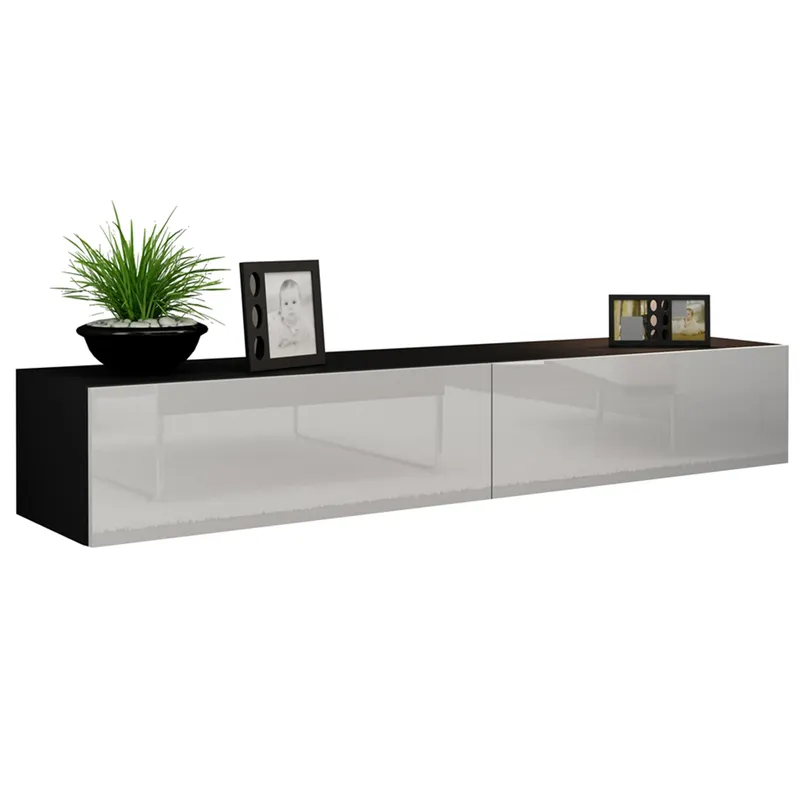 Komoda RTV 180 GOVI VG1C Czarny / Biały Połysk