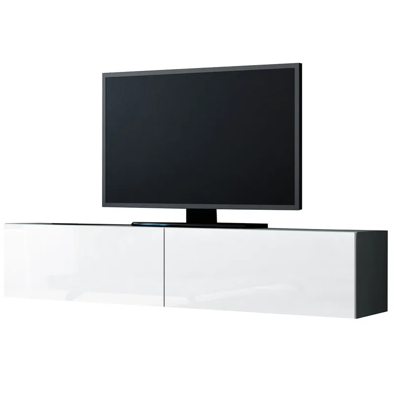 Komoda RTV 140 GOVI GREY B VG4 Szary / Biały Połysk WYPRZEDAŻ