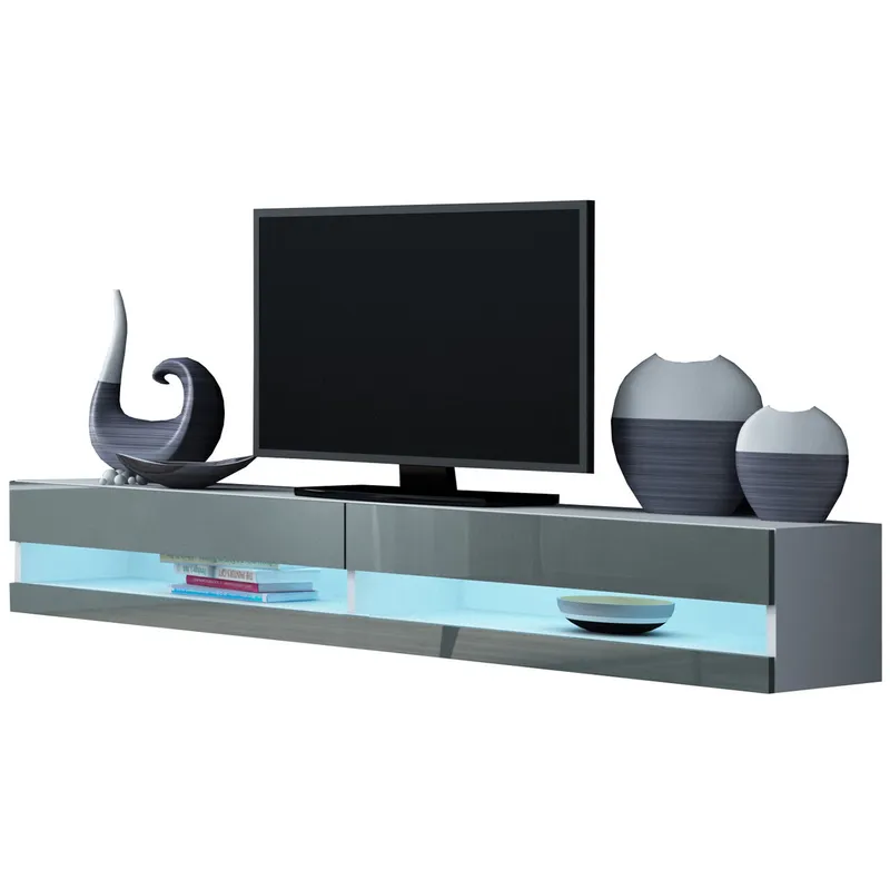 Komoda RTV 180 GOVI NEW GREY A VG9 Biały / Szary Połysk WYPRZEDAŻ