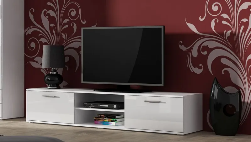 Komoda RTV SINDI SH3A Biały / Biały Połysk