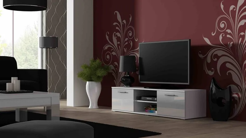 Komoda RTV SINDI SH4A Biały / Biały Połysk