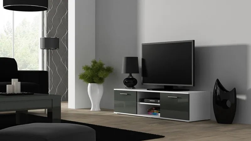 Komoda RTV SINDI SH4F Biały / Szary Połysk