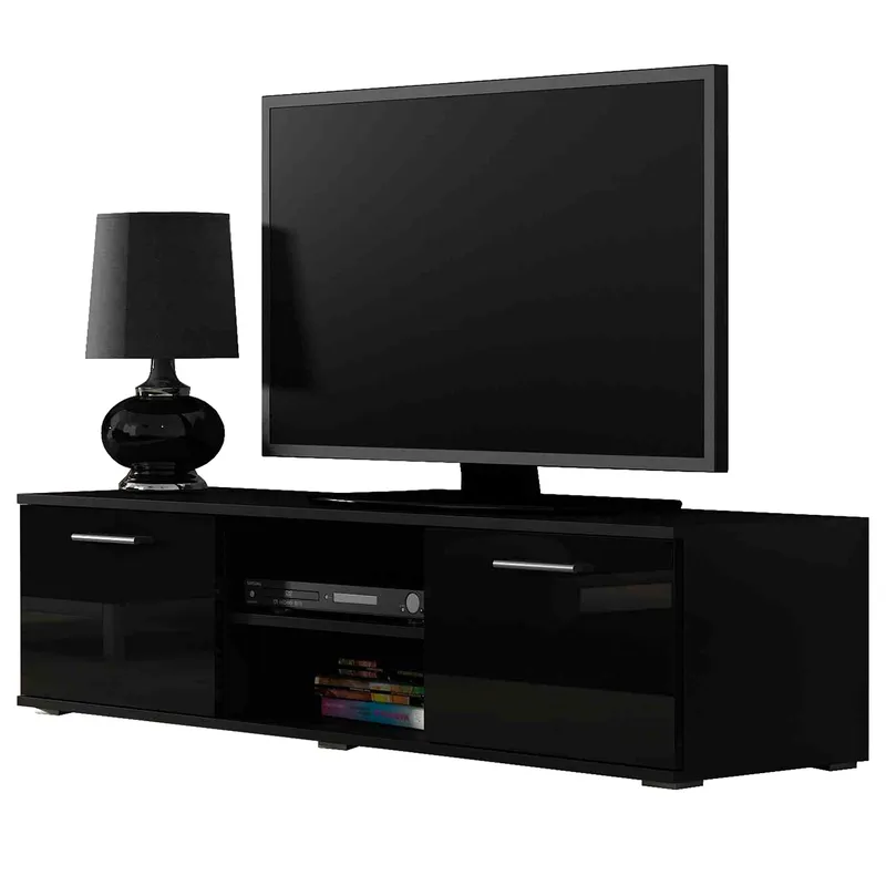Komoda RTV SINDI SH4D Czarny / Czarny Połysk