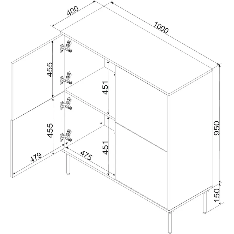 Komoda TIFFANY 4D Zieleń Mat