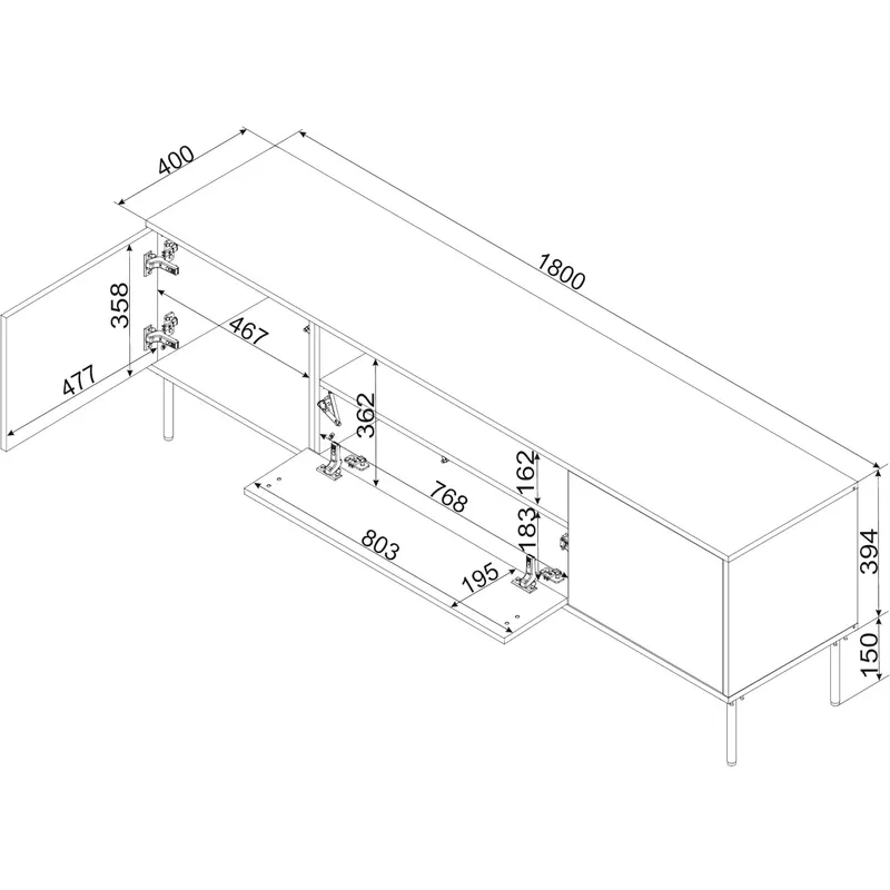 Komoda RTV TIFFANY 180 Beż Mat