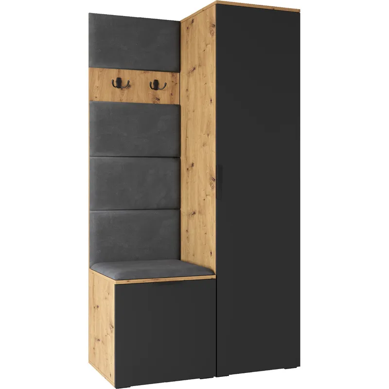 Garderoba NELLI 1 Dąb Artisan / Czarny Lewa