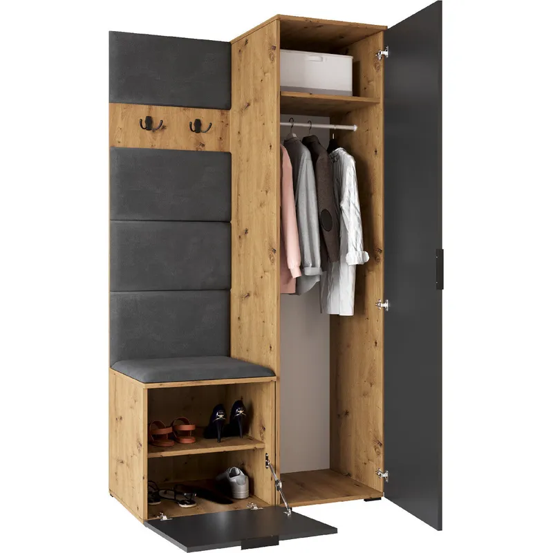 Garderoba NELLI 1 Dąb Artisan / Szary Lewa