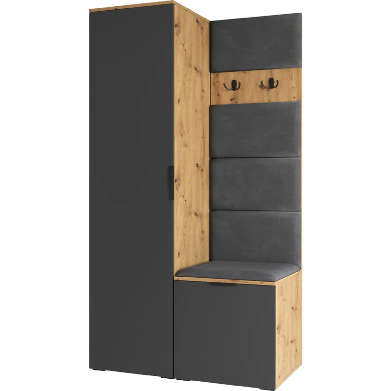 Garderoba NELLI 1 Dąb Artisan / Szary Prawa