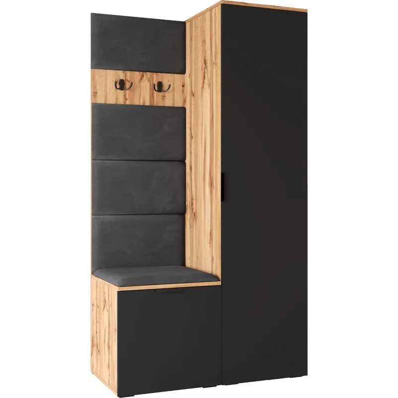 Garderoba NELLI 1 Dąb Wotan / Czarny Lewa