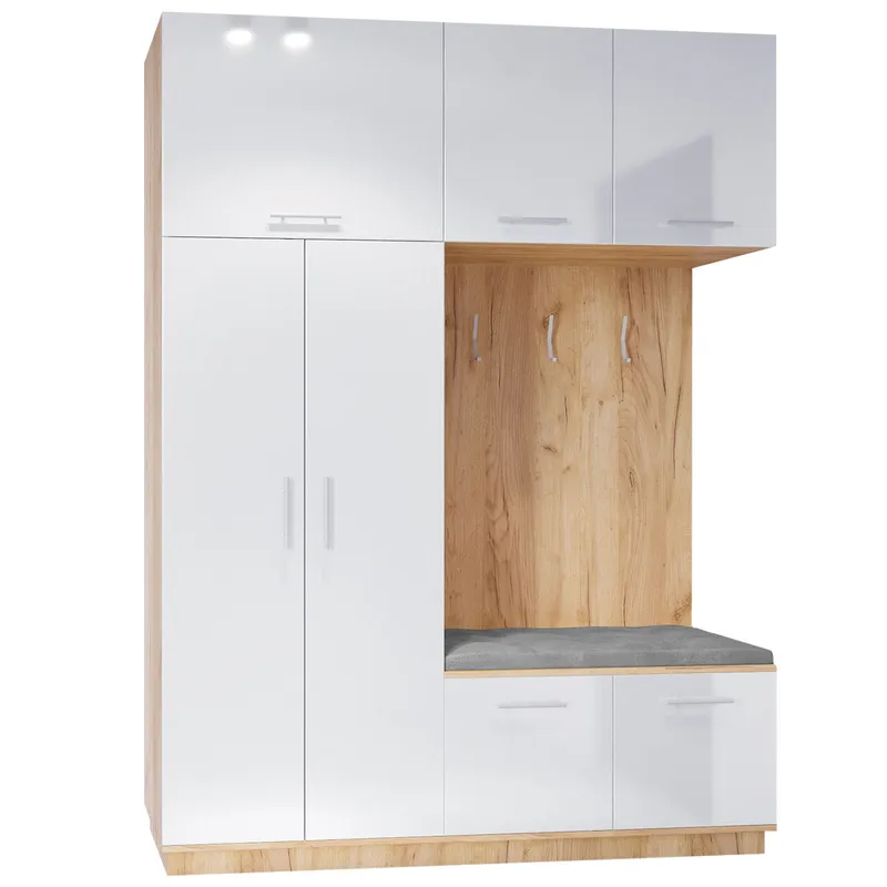 Garderoba Prawa CREON 1 Craft Złoty / Biały Połysk