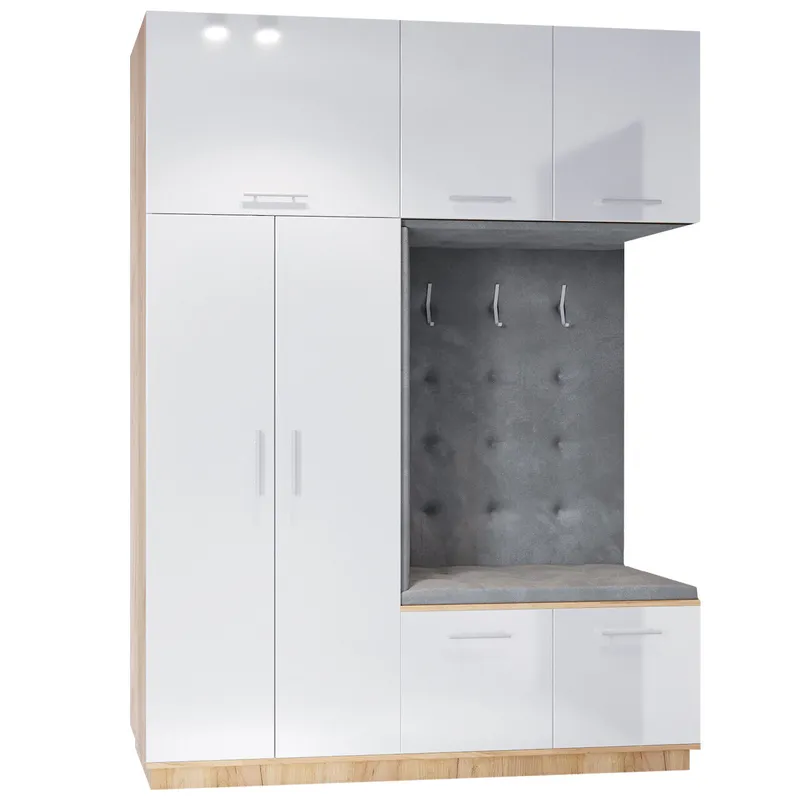 Garderoba Prawa CREON 2 Craft Złoty / Biały Połysk