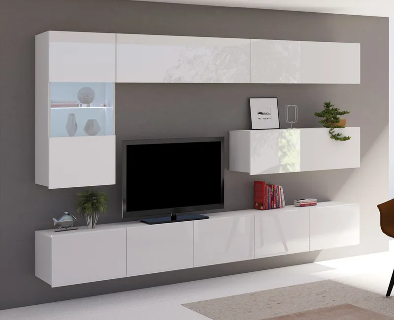 Meblościanka CALABRIA 4 Biały / Biały Połysk