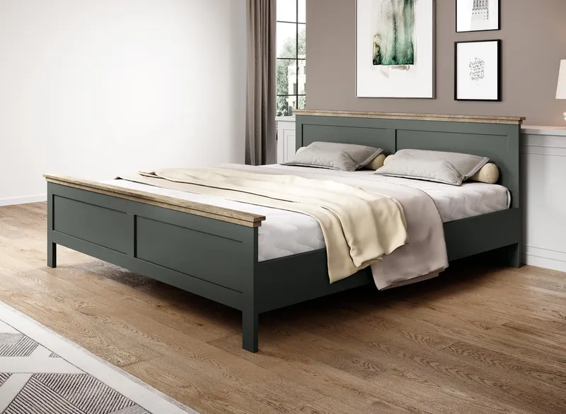 Łóżko 160x200 TEVORA EV31 Zieleń / Dąb Lefkas