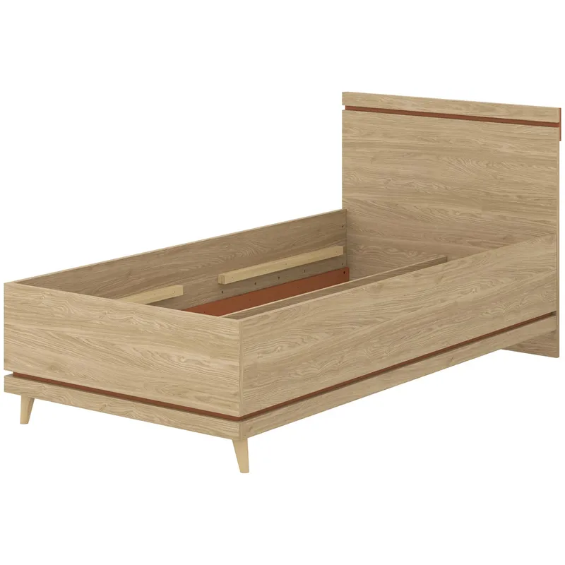 Łóżko 100x200 CANDIS 34 Dąb Olejowany / Ceglany