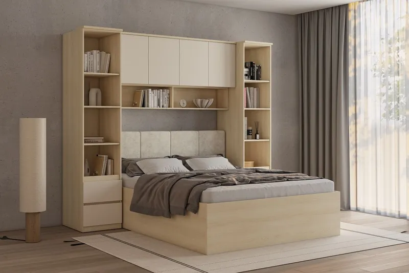 Sypialnia LERRA 3 Dąb Lindberg / Beż Piaskowy