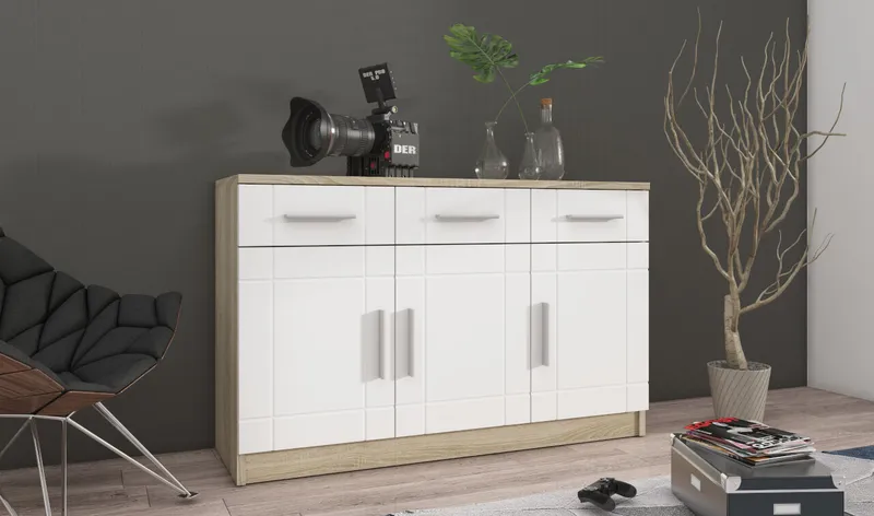 Komoda PARI 3D Dąb Sonoma / Biały
