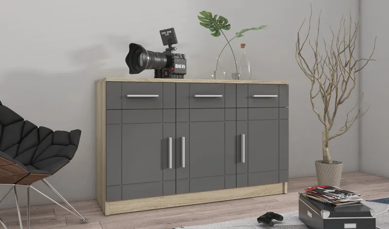 Komoda PARI 3D Dąb Sonoma / Grafit