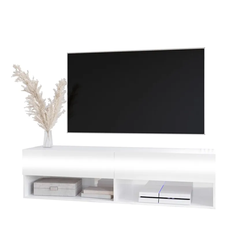 Komoda RTV MARRO 140 Biały / Biały Połysk WYPRZEDAŻ