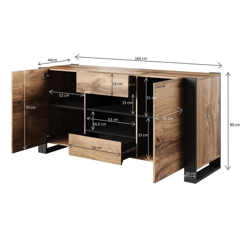 Komoda WOODY Dąb Wotan / Antracyt