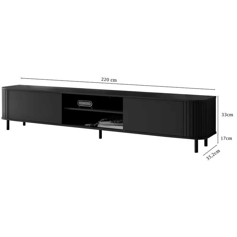 Komoda RTV 220 2K ZENO Czarny / Złoty
