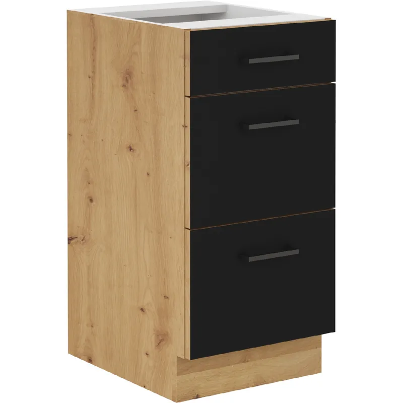 Szafka Z Szufladami 40 MADERA 07 Dąb Artisan / Czarny
