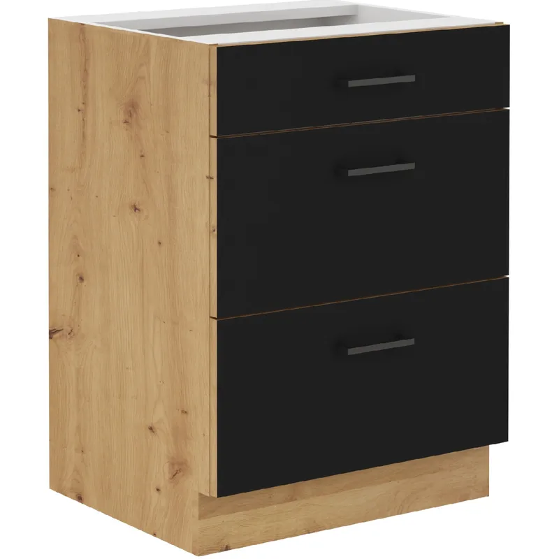 Szafka Z Szufladami 60 MADERA 05 Dąb Artisan / Czarny