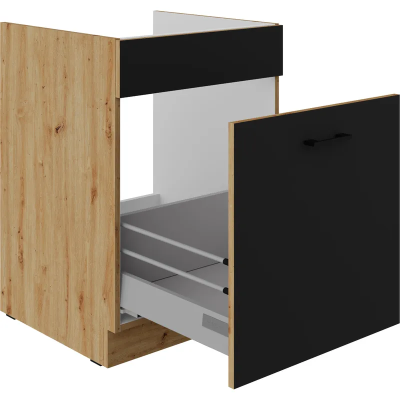 Szafka Dolna Pod Zlew Z Szufladą 60 MADERA 02A Dąb Artisan / Czarny