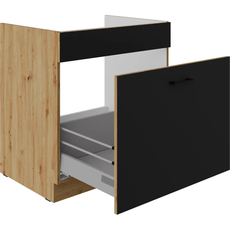 Szafka Dolna Pod Zlew Z Szufladą 80 MADERA 01A Dąb Artisan / Czarny