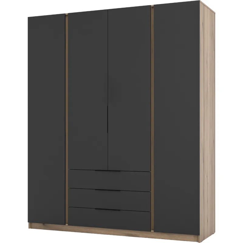Szafa 200cm Z Szufladami KAYA 01 Dąb Evoke / Czarny