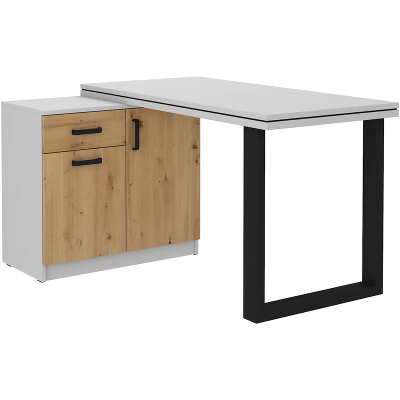 Biurko Z Komodą MALTIS MT16 Jasny Szary / Dąb Artisan