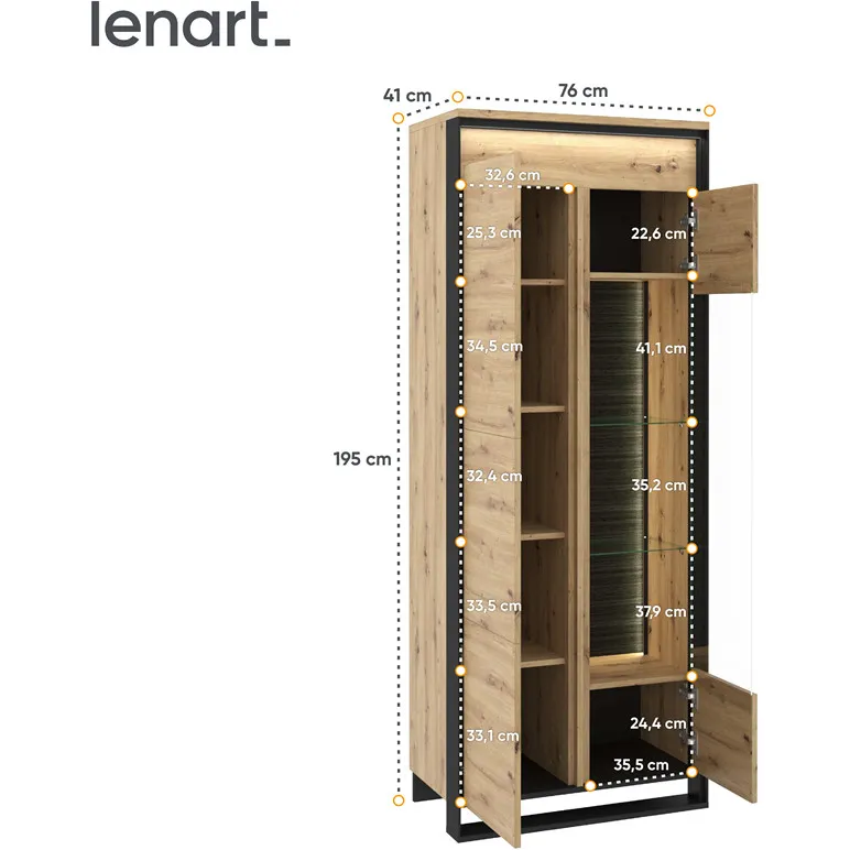 Meble Do Salonu QUANT 1 Dąb Artisan + - Czarny