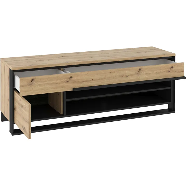 Szafka RTV QUANT QA04 Dąb Artisan + - Czarny