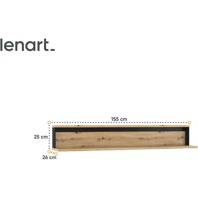 Półka QUANT QA05 Dąb Artisan + - Czarny