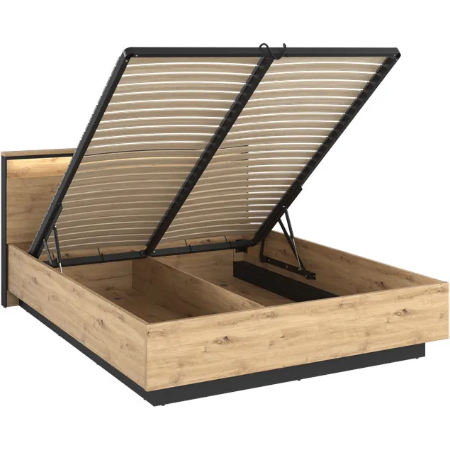 Łóżko 180x200 QUANT QS02-180 Dąb Artisan + - Czarny