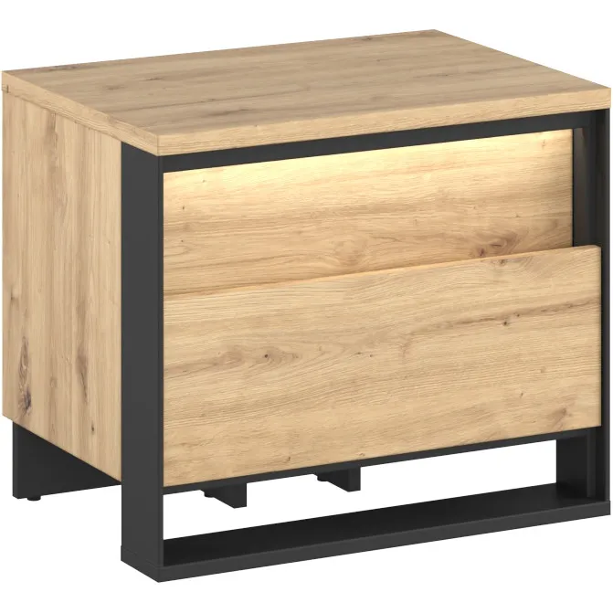 Stolik Nocny QUANT QS03 Dąb Artisan + - Czarny