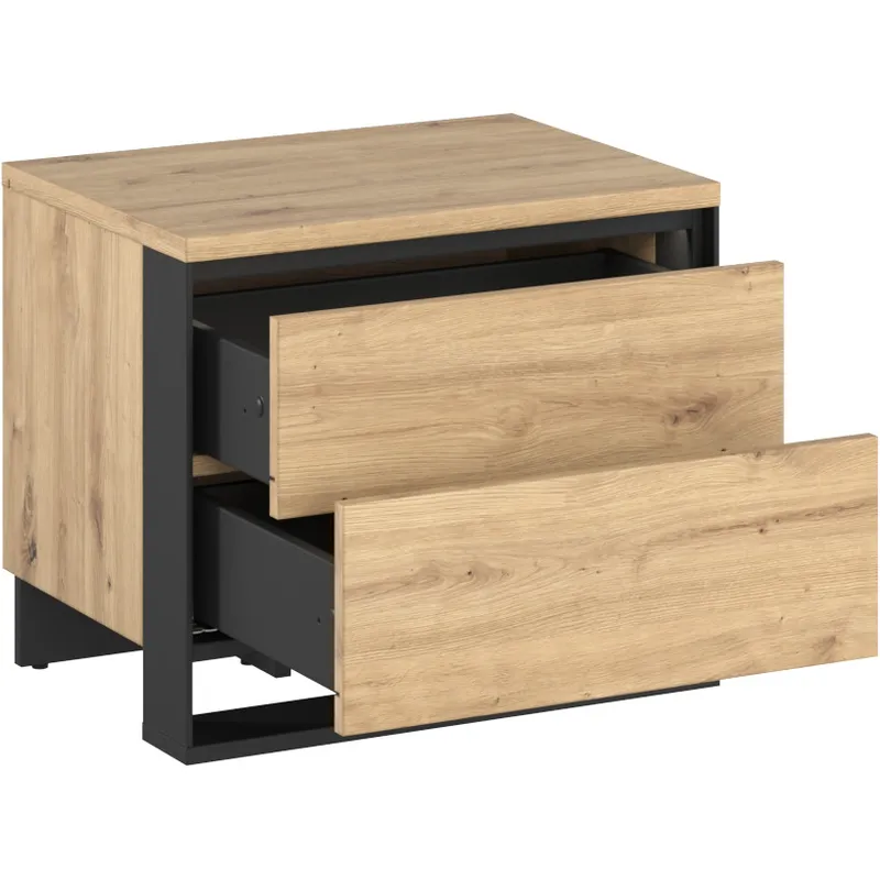 Stolik Nocny QUANT QS03 Dąb Artisan + - Czarny