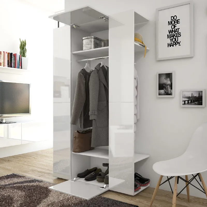 Garderoba CUBE Biały / Biały Połysk