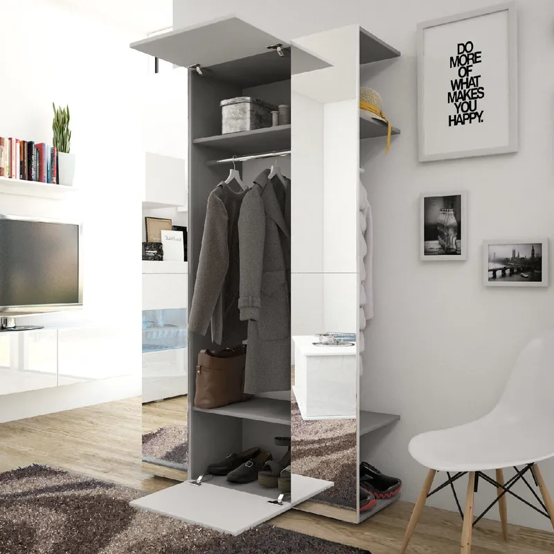 Garderoba CUBE Szary / Biały + Lustro