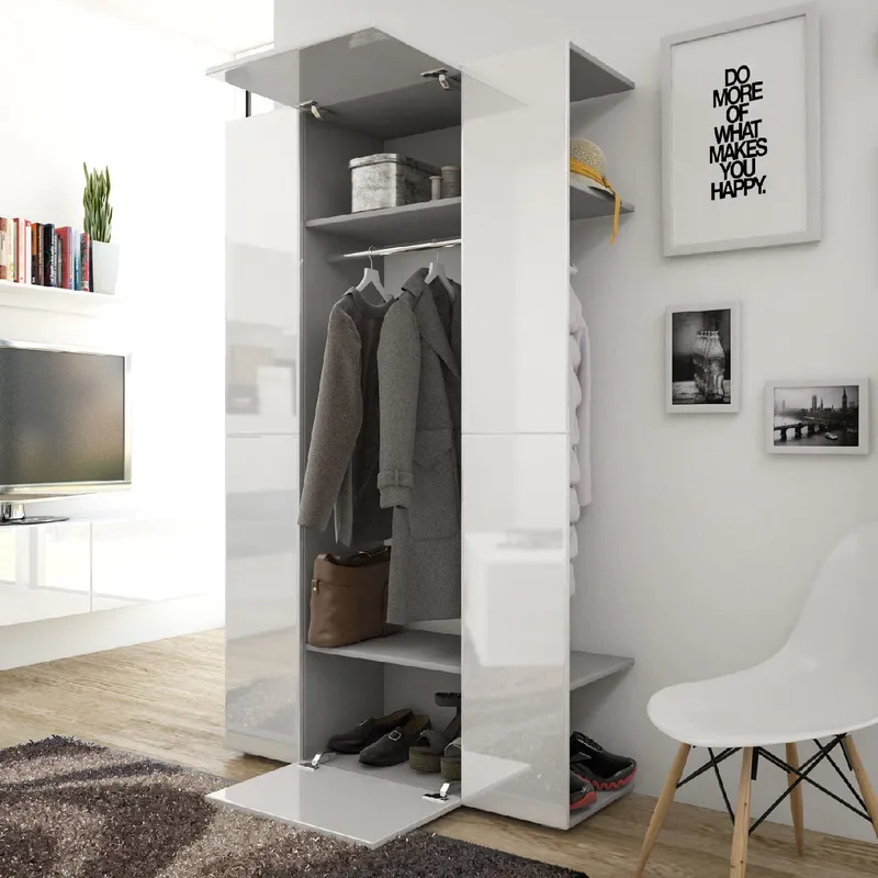 Garderoba CUBE Szary / Biały Połysk