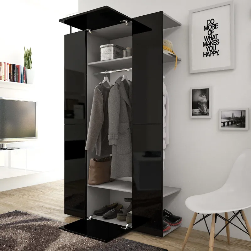 Garderoba CUBE Szary / Czarny Połysk