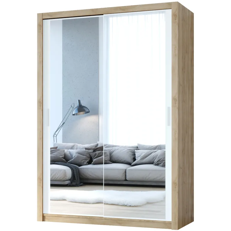 Szafa Przesuwna Z Lustrem VISTA 150 Dąb Artisan / Biały