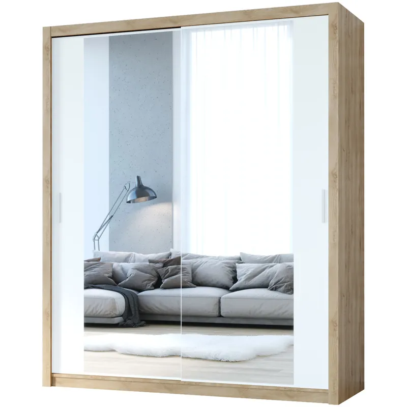 Szafa Przesuwna Z Lustrem VISTA 180 Dąb Artisan / Biały