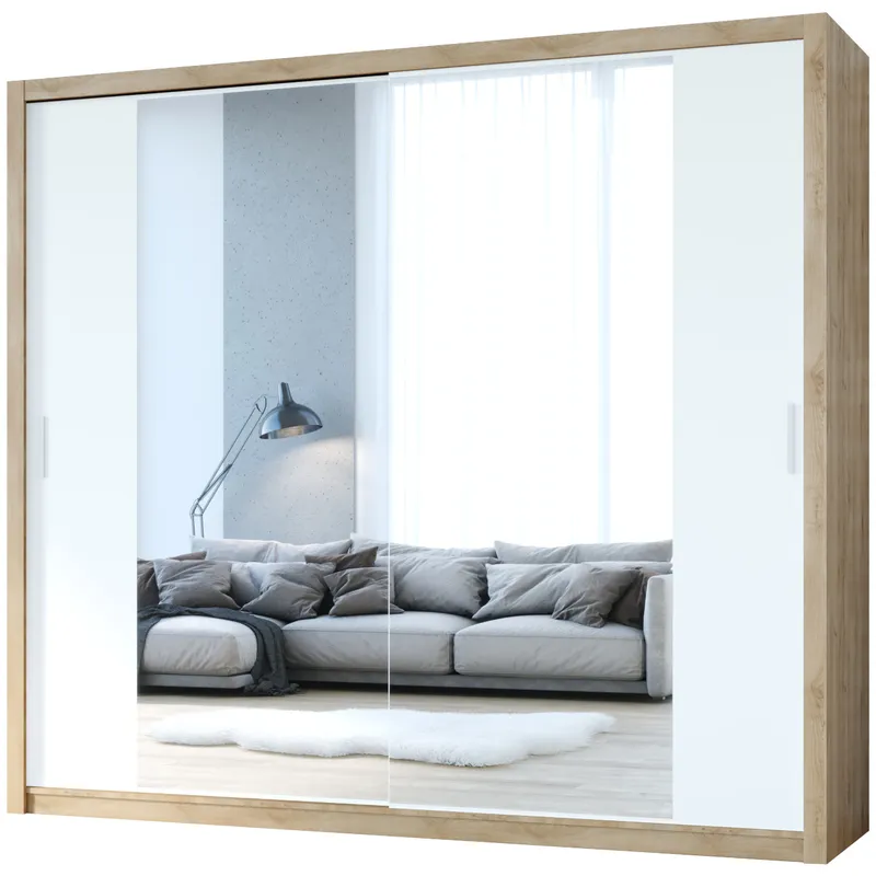Szafa Przesuwna Z Lustrem VISTA 220 Dąb Artisan / Biały