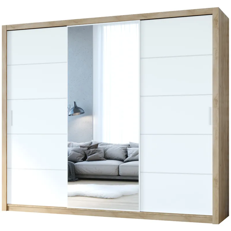 Szafa Przesuwna Z Lustrem VISTA 250 Dąb Artisan / Biały